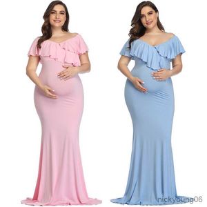 New Maternity Dresses Maternity Photography Props Plus Size Dress Elegant Fancy Cotton Pregnancy Photo Shoot Women Long Dress R230519