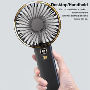 Diğer Ev Bahçesi USB Mini Fan Şarj Edilebilir Taşınabilir Handheld Fan Dijital Ekran Tembel Seyahat Alışveriş Soğutma Ev Araba Hava Soğutucu 230518