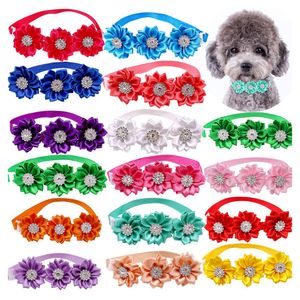 Dog Bowtie Flower Collar Girl Dog Accessories Adjustable Puppy Collars Cat Bow Tie Dogs Cats Pet Summer Birthday Party Christmas Wedding Supplies