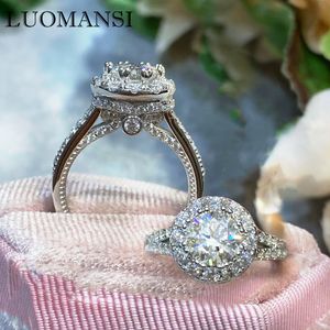 Couple Rings Luomansi Woman Ring Silver 1 2 D VVS with GRA Certificate Super Flash S925 Jewelry Wedding Party Gift 230519