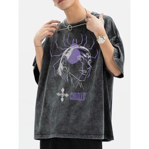 Kadın Tshirt Vintage Washed Hunter X Tshirt Erkekler için Kısa Kollu Anime Manga Chrollo Phantom Troupe Harajuku Tee Tops Hediye Fikir 230519