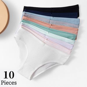 Kadınlar Külot Bzel 10pcsset Kadın Panties Seksi Nefes Alabilir iç çamaşırı rahat iç çamaşırı pamuk çizgili brifing moda rahat külot satışı 230518