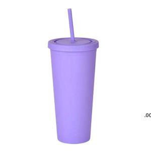22oz Grind Arenaceous Skinny Mug Kaffeetasse mit Dichtungsdeckel Strohhalm gerade Tassen isolierte Kunststoffflasche Seeschiff M53
