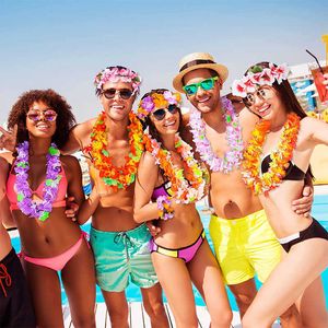 Großhandel Hawaiian Girlande Künstliche Halskette Blumen Kranz Urlaub Strand Liefert Geburtstag Hochzeit Party Dekoration Geschenk G230518