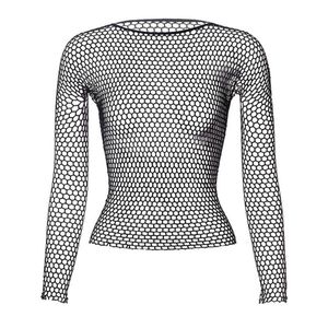 Женская футболка женская рыбная сеть сетка прозрачная черные рубашки модная кузовная платье ночное платье Hollow Out Fish сеть сексуальное длинное рукав нижнее белье 230518