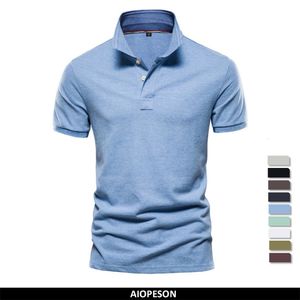 Men's Polos AIOPESON Cotton Men's Polos Solid Color Classic Polo Shirt Men Short Sleeve Top Quality Casual Business Social Polo Men 230519