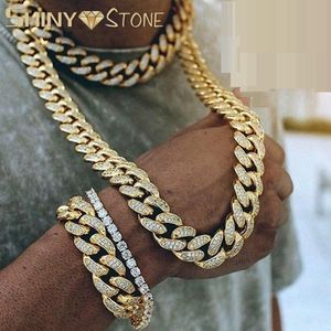 Halsband 18mm Big Heavy Miami Cuban Link Chain Halsband Guld Silver Color Micro Pave 5A CZ Zirconia Hip Hop Chain Iced Out Bling Jewelry