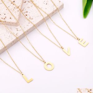 Colares pendentes de aço inoxidável colar inicial letras da família Nome Jóias Collar para mulheres Presentes Drop Pingents Dhgarden DH9O1