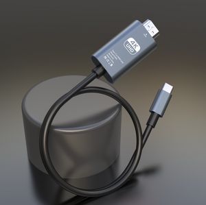 2m 4K 1080P USB 3.1 Tipo C para cabo de fio adaptador compatível com HDMI 3840 * 2140 Porta USB-C Cabo de fundição de tela para tablets Laptop Telefone Projeto HDTV