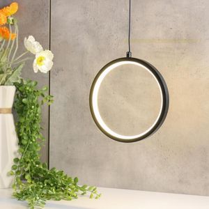 Lâmpadas pendentes Minimalista Ringue preto redondo teto LED LED pendurado em casa de decoração caseira de decoração para refeições para o quarto de estar de quarto