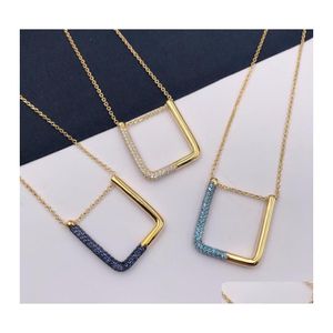 Colares pendentes Mulheres Gold Chain Chain quadrado Ajustar colar colorf zr pedra geométrica Bijoux colares mujer collier femme gota d dhmhb