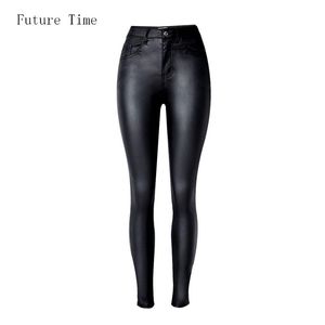 Jeans 2023 Styling Skinny Women Jeans High midja Faux Leather Pants Outfit Leggings Chic Casual Girl Stretch Leather Denim Jeans C1075