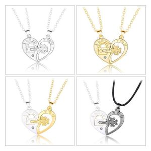 Pendant Necklaces 2x Personalized Key Heart Puzzle Necklace Magnetic Couple Women JewelryPendant Morr22