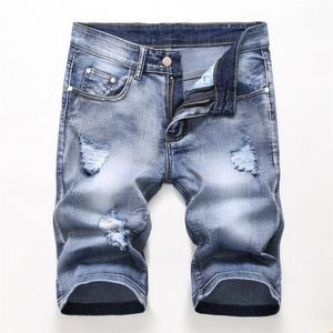 Мужские шорты летние джинсовые шорты Мужчина Fahsion Hole Jean Shorts Бермудские скейт -доска Harem Mens Jogger Ancle Ruped Wave Длина колена плюс размер 230519