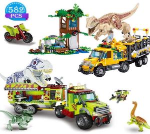 Идеи Tyrannosaurus Transport Truck Модель знаменитого фильма Jurassic World Building Blocks Kids039s Toys Birthday Gifts7711889