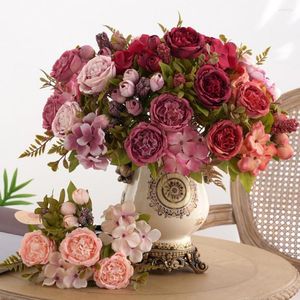 Decorative Flowers 1Pc Fake Flower Exquisite Peony Rose Branch Wedding Decoration Long Lasting Artificial