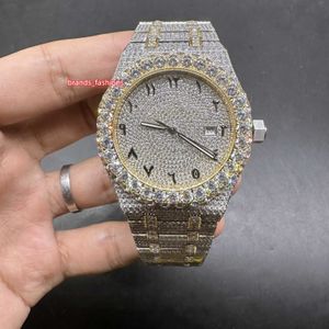 Diamond Aps Watches Shiny Good Mens Iced Watch Biger Bezel 2tone Gold Case Arabic Numerals 8215 Automatic Movement Free Shipping