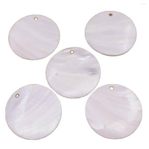 Collane con ciondolo 5PCS 60mm disco tondo naturale bianco madreperla conchiglia charms artigianato