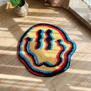 Mattor Trippy Smile Rug Smily Face Handmased Rug Tufted Smil