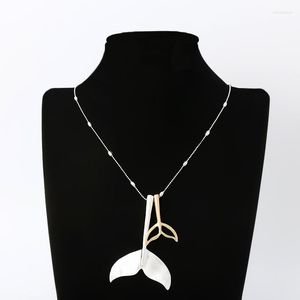 Correntes Allyes Hollow Fish Tail Pingente Colar para Mulheres Meninas Boho Mertes Chaços de Chave de Chaços de Câmbio Jóias de Casamento