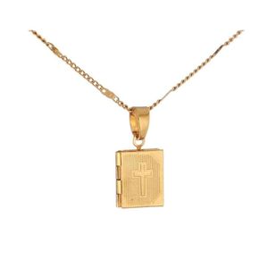 Pendant Necklaces 24K Gold Color Locket Cross Jesus Necklace Trendy Unisex Jewelry Drop Delivery Pendants Dhthk