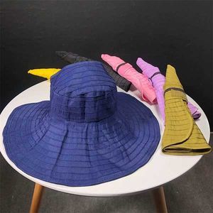 2019summer parent-child sun hat women wild anti-UV ride folding sun hat empty top cap wide side sun hat girl beach hat wholesale G220301