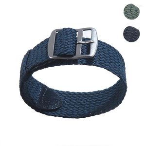 Titta på band 18mm 20mm Solid Color Perlon Woven Nylon Watchbands Armband Tygband Band Buckle Belt Black Blue