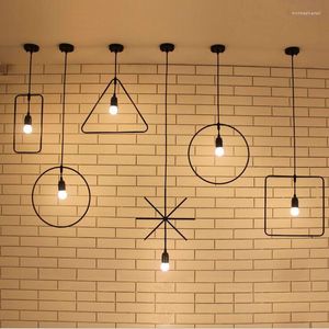 Pendant Lamps Geometric Art Lights Nordic Simple Loft Industrial Wrought Iron E27 Lamp AC110-240V