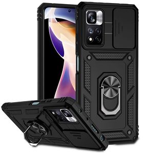 Armorschocktäta mobiltelefonfodral för Redmi Note 10 11 12 Pro Xiaomi 11 12x 13 13T Pro Slide Camera Proection Magnetic Kickstand Phone Case Shell