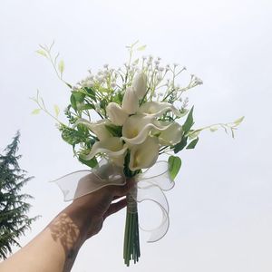 Fiori matrimonio Fidanzamento sposa Piccoli mazzi artificiali fatti a mano Puntelli Po Bouquet Decorazioni bianche