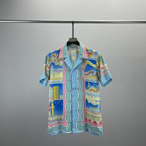 Camicia da uomo firmata estate manica corta camicia casual abbottonata camicia da bowling stampata T-shirt traspirante stile spiaggia #86