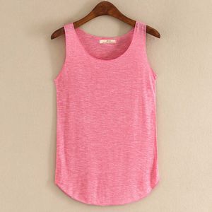 Sommar ny bambu Joint Cotton Tank Top kvinnors bottenfärgade sport elastiska smala passformade kvinnor