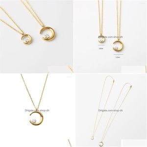 Pendant Necklaces Stainless Steel Crescent Moon Necklace For Women Zircon Stone Minimalist Elegant Trendy Jewelry 2022 Drop Delivery Dhweh