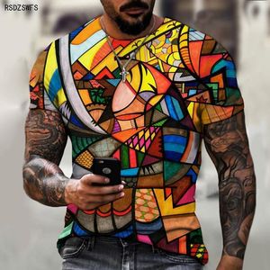 Herren-T-Shirts Top-Verkäufe in Frankreich Herren-T-Shirts Street-Design-Trend Graffiti 3D-Druck Cartoon-Buchstaben Streifenelemente lässig 230519