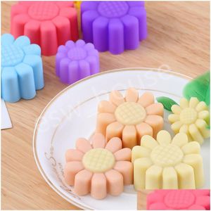 Baking Moulds 3D Flowers Shaped Jelly Mod Sile Sunflower Mousse Cake Pudding Fondant Chocolate Molds Kitchen Tools Drop Delivery Hom Dhw3P