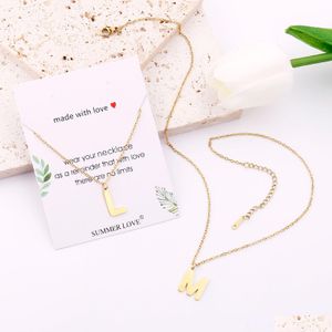 Pendant Necklaces Simple 26 Letters Initial Necklace Stainless Steel Gold Plated Alphabet Name Collier Friends Familyjewelry Dhgarden Dhjop