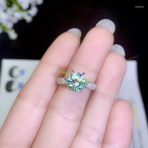 Ringos de cluster Sale a ser piscando Moissanite Gemstone Ring Women 925 Sterling Silver Shiny Better than Diamond Engagement Gift