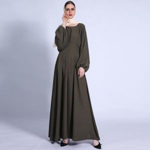 Etniska kläder Ramadan Eid Abayas ren färg veckad abaya hijab muslimsk klänning kvinnlig kaftan turkisk islamisk kaftan mantel musulman f2910