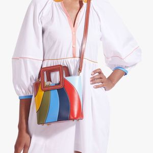 Frühlings Sommer Neue hochwertige Damen Regenbogen Handtasche Farbe Kontraststicken Frauen Umhängetaschen Mode Mody Adult Tasche Eimerbeutel