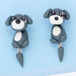 Hoop Earrings Cartoon Dogs Design 3D Pierced Animal Small For Girls Ears Heart Stud