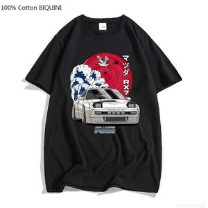 Herrtröjor tröjor initial d anime grafik t-shirt kvinnor/män streetwear för jdm crewneck tshirts topps y2k överdimensionerade 100% bomullste-shirt mjuk