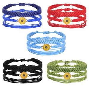 Women's Bracelet Handmade Bohemian Summer Rope Sunflower Bracelets Set Adjustable Friendship Beach Ankle Bracelets Ocean Jewelry for Women Girls