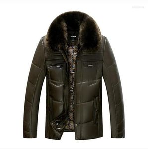 Piumini e cappotti invernali da uomo Imbottito spesso caldo Giacca in pelle PU Collo in pelliccia Parka maschile casual WLF088