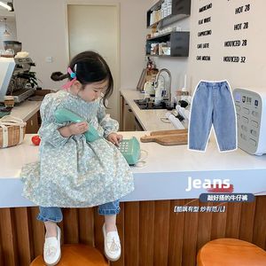 Jeans Autumn Arrival Korean Style Girl's Trousers All-match Pure Color Casual Long Pants For Cool Cute Baby Girls