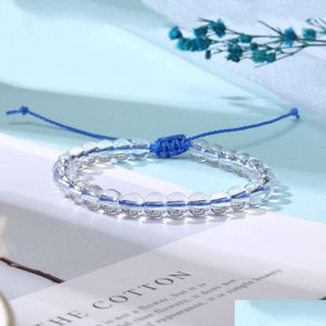 Braccialetto di perline di cristallo trasparente di moda con perline 8 mm di vetro trasparente quarzo allentato intrecciato amicizia per gioielli da donna goccia Deliv Dhgarden Dhp3R