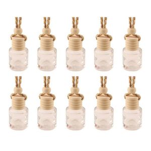 Cylinder Essential Oils Diffusers Car Pendant Perfume Bottle Glass Ornaments Empty Bottles Round Wooden Lid Air Freshener HW0020