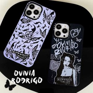 Luxury Case Brand cute Olivia Rodrigo Butterfly Phone Case for iPhone 13 12 11 Pro Max 7 8 Plus X XS XR Mirror crack Cover J230519