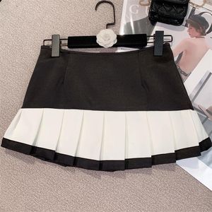 Skirts PREPOMP 2023 Summer Arrival High Waist Black White Contrast Color Slim Short Mini Pleated Skirt Women 364