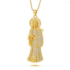 Kolye Kolyeleri 2023 Altın Renk Virgin Mary Crystal Rhinestone Kolye Dua Bayanlar İsa Parçası Kadın Takı Çemeri hediye için