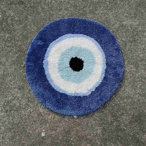 Fluffy Evil Eyes Circle Rug Soft Plush Tufted Carpet Bedroom Living Room Halloween Decor Pad Anti-slip Bathroom Floor Mat T230519